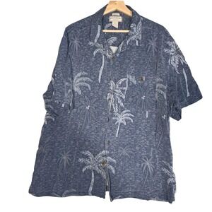 Boca Classics Silkonic Mens Sz 2X Gray Hawaiian Palm Tree Soft Silk Top Gift